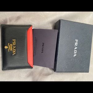 Prada Leather Red/Black Card Case